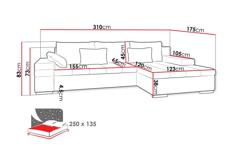 Naoma Soffa med Divan 3-sits - Beige - Möbler - Soffa - Divansoffor & schäslongsoffa