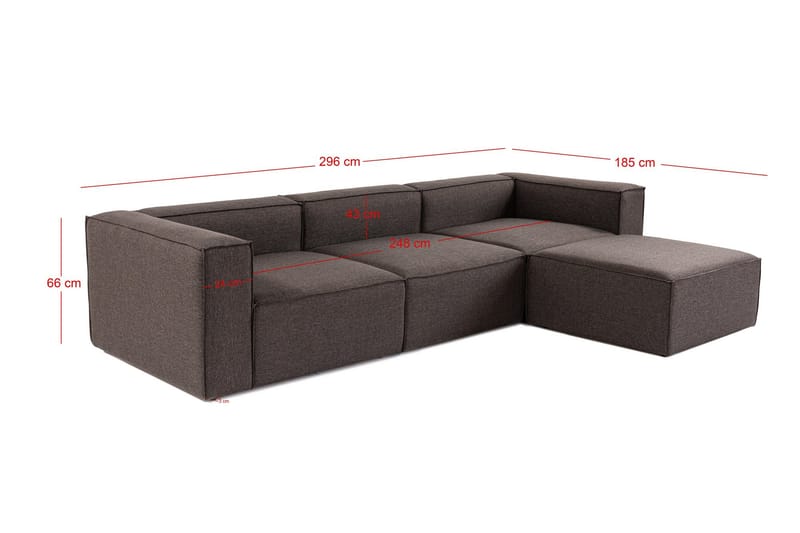 Redlands Soffa med Divan 3-sits - Mörkbrun - Möbler - Soffa - Divansoffor & schäslongsoffa