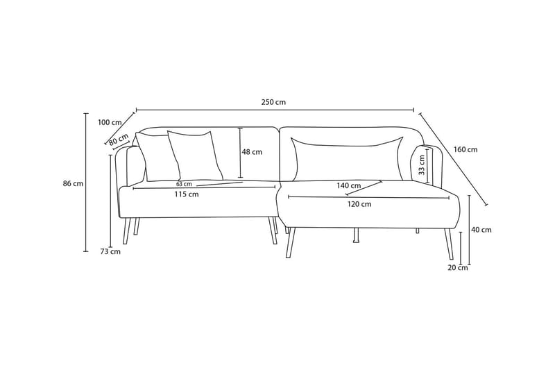 Revos 4-sits Soffa med Divan - Grå - Möbler - Soffa - Divansoffor & schäslongsoffa