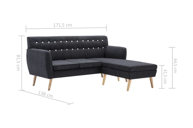 Soffa L-formad tyg 171,5x138x81,5 cm mörkgrå - Grå - Divansoffor & schäslongsoffa