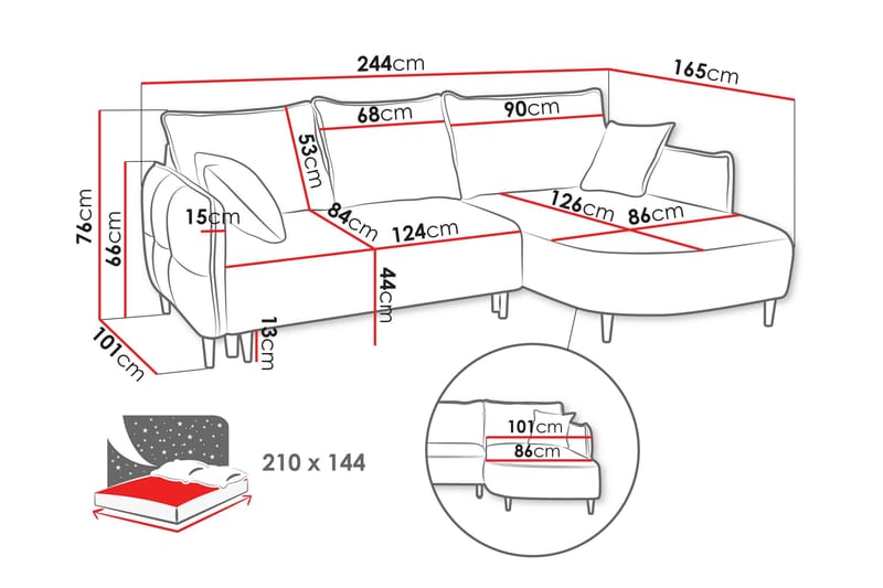 Sycylia Soffa med Divan 3-sits - Grå - Möbler - Soffa - Divansoffor & schäslongsoffa