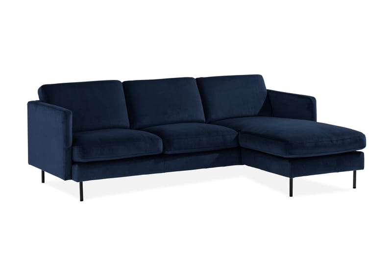 Teodin Sammetssoffa 2-sits med Divan Höger - Blå - Divansoffor & schäslongsoffa - Sammetssoffa - 2 sits soffa med divan