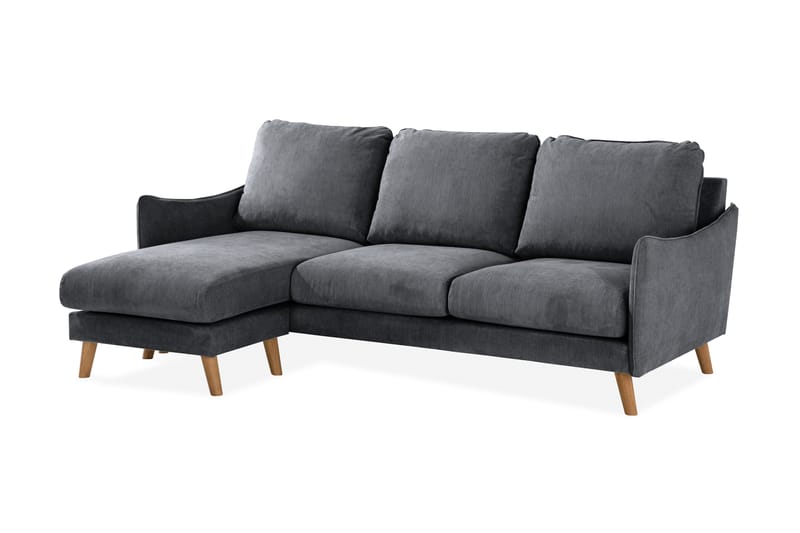 Trend Lyx 3-sits Divansoffa Vänster - Mörkgrå/Ek - Möbler - Soffa - Divansoffor & schäslongsoffa