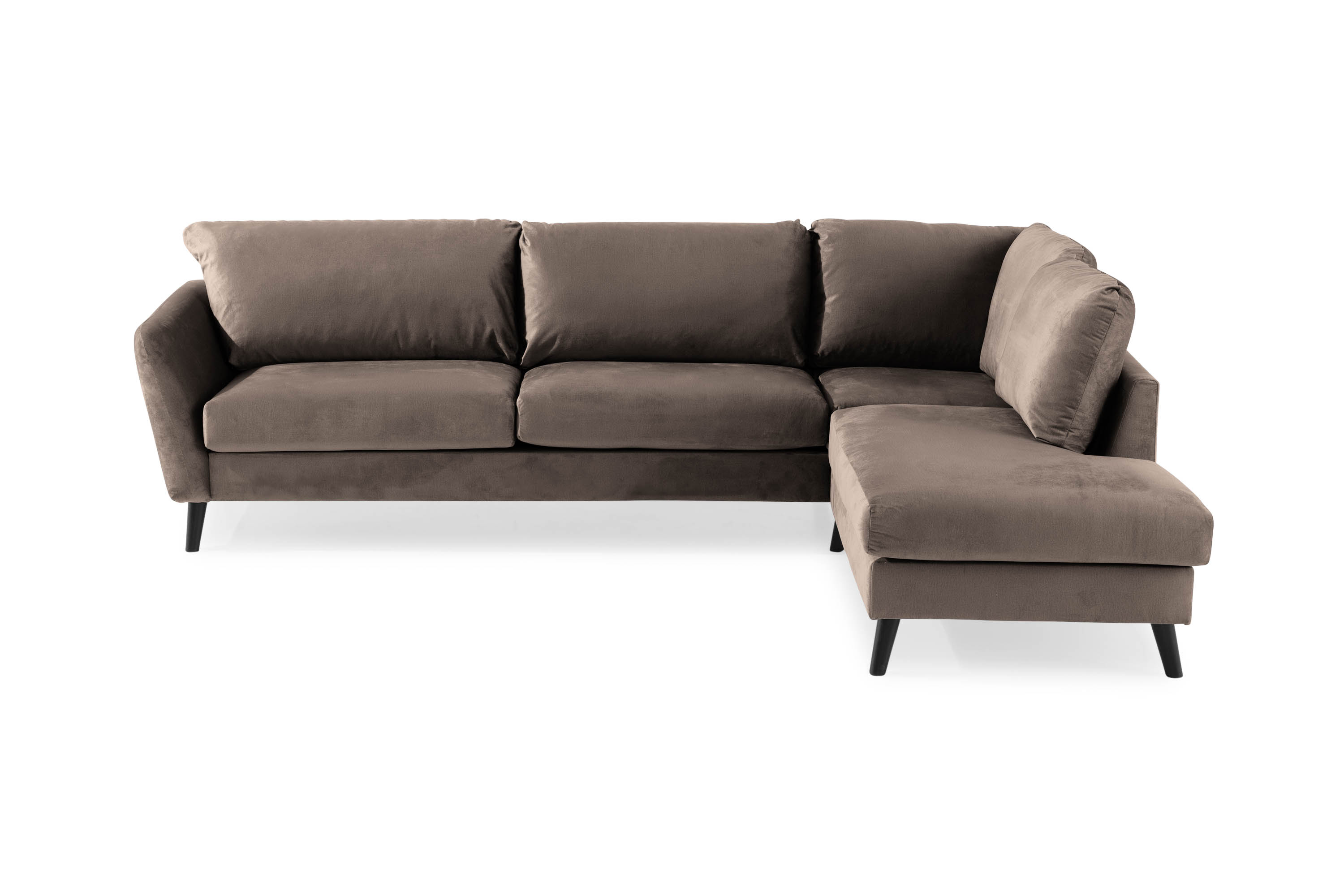 Concept 55 Trend Soffa 3-sits med Schäslong Höger Sammet - Mullvad Divansoffor & schäslongsoffa Brun