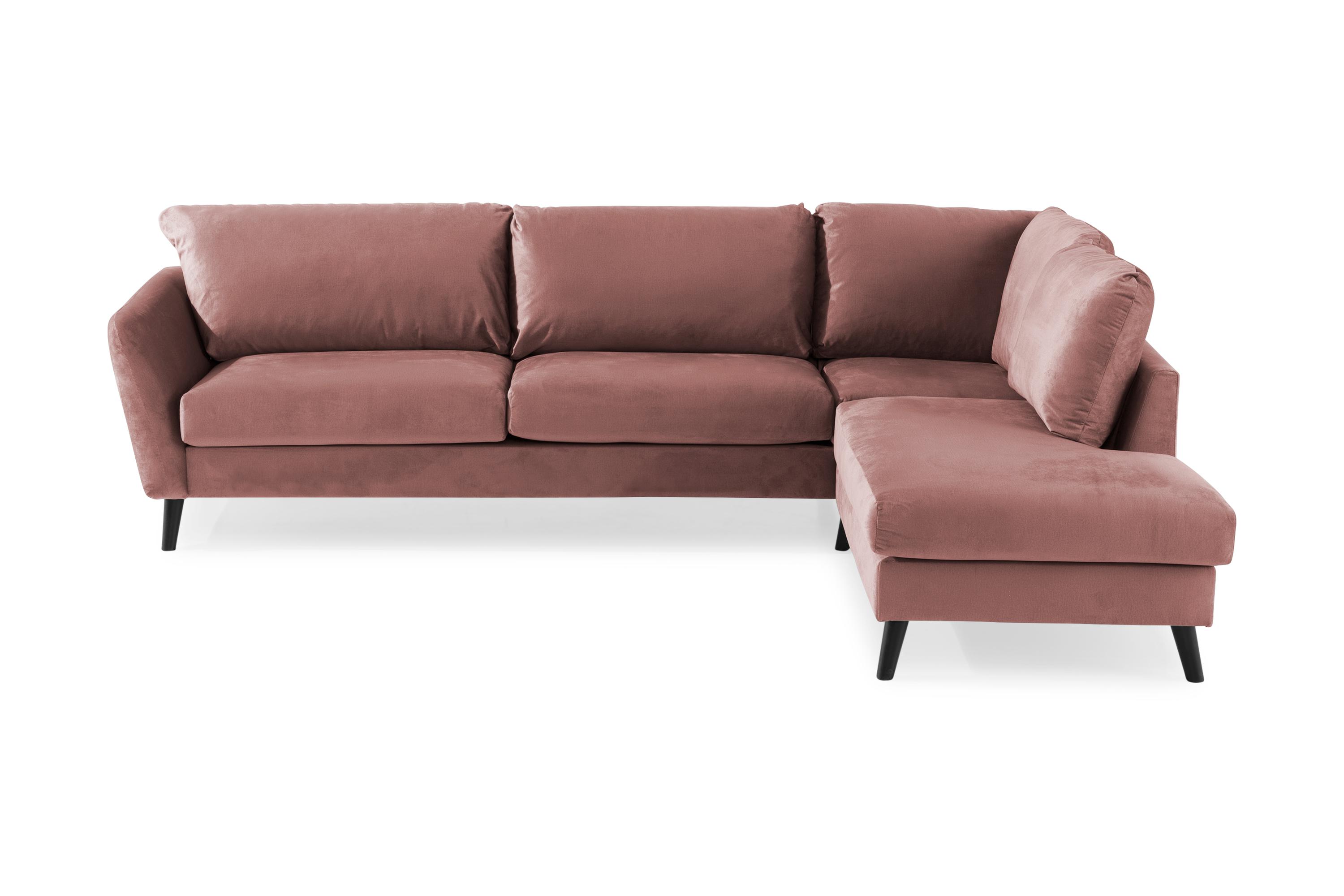 Concept 55 Trend Soffa 3-sits med Schäslong Höger Sammet - Rosa Divansoffor & schäslongsoffa