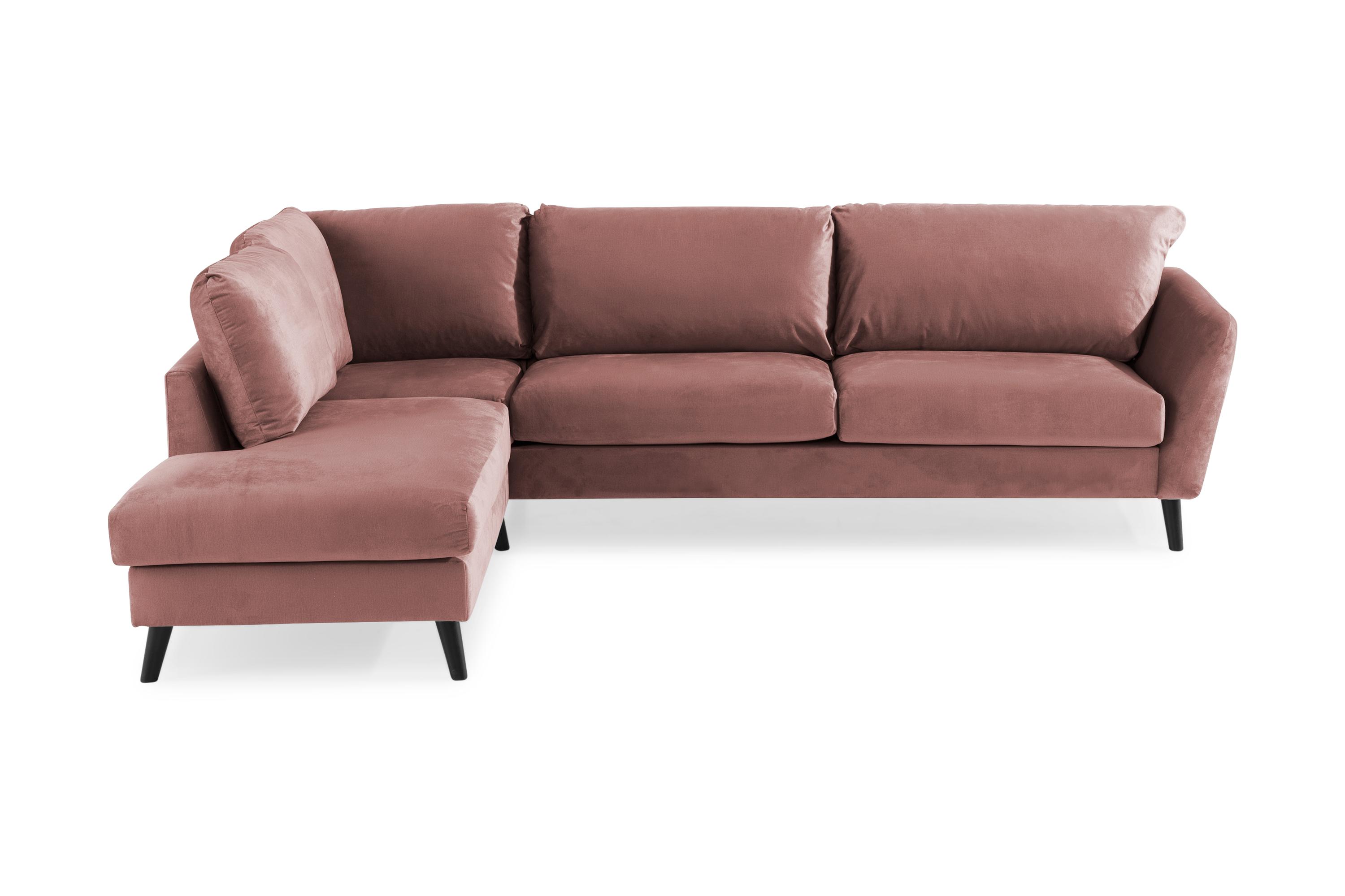 Concept 55 Trend Soffa 3-sits med Schäslong Vänster Sammet - Rosa Divansoffor & schäslongsoffa