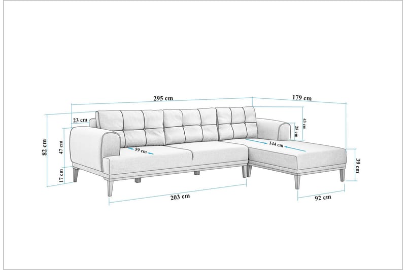 Valsot 4-sits Soffa med Divan - Mörkblå - Möbler - Soffa - Divansoffor & schäslongsoffa