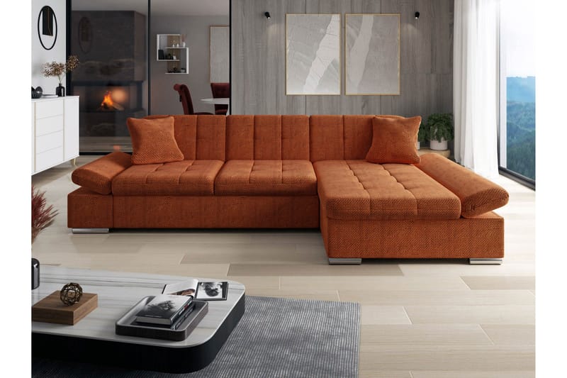 Djerra Soffa med Divan 3-sits - Orange - Möbler - Soffa - Divansoffor & schäslongsoffa