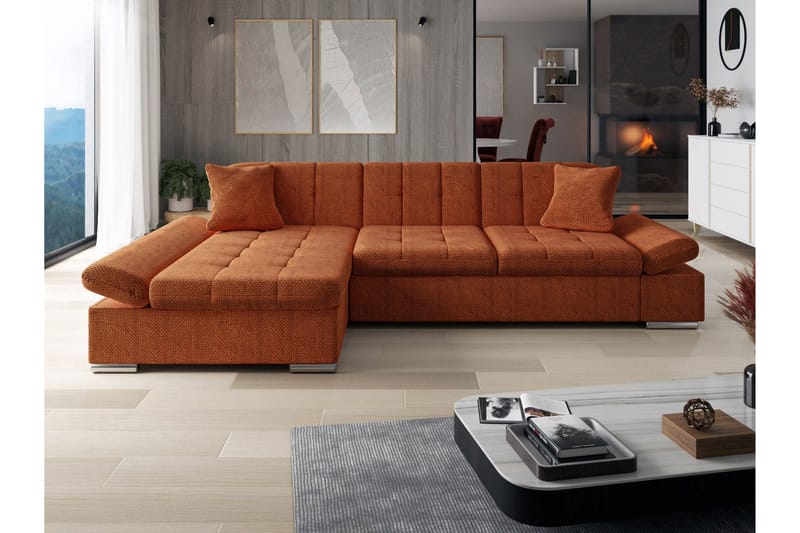 Djerra Soffa med Divan 3-sits - Orange - Möbler - Soffa - Divansoffor & schäslongsoffa