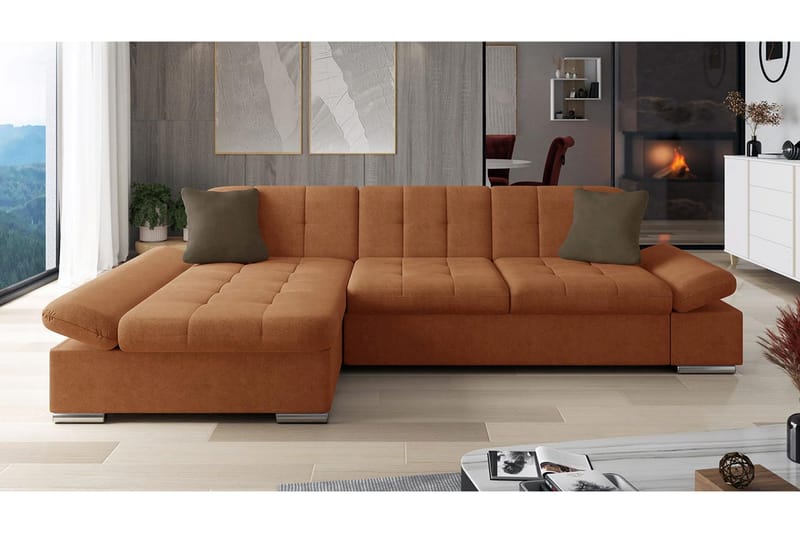 Djerra Soffa med Divan 3-sits - Orange/Brun - Möbler - Soffa - Divansoffor & schäslongsoffa