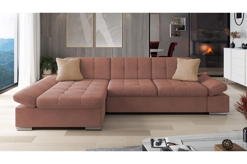 Djerra Soffa med Divan 3-sits - Rosa/Beige - Möbler - Soffa - Divansoffor & schäslongsoffa