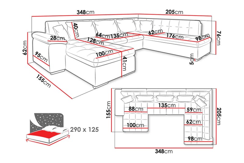 Dynir Soffa med Divan och Schäslong 4-sits - Gul/Ljusgrå - Möbler - Soffa - U-soffa