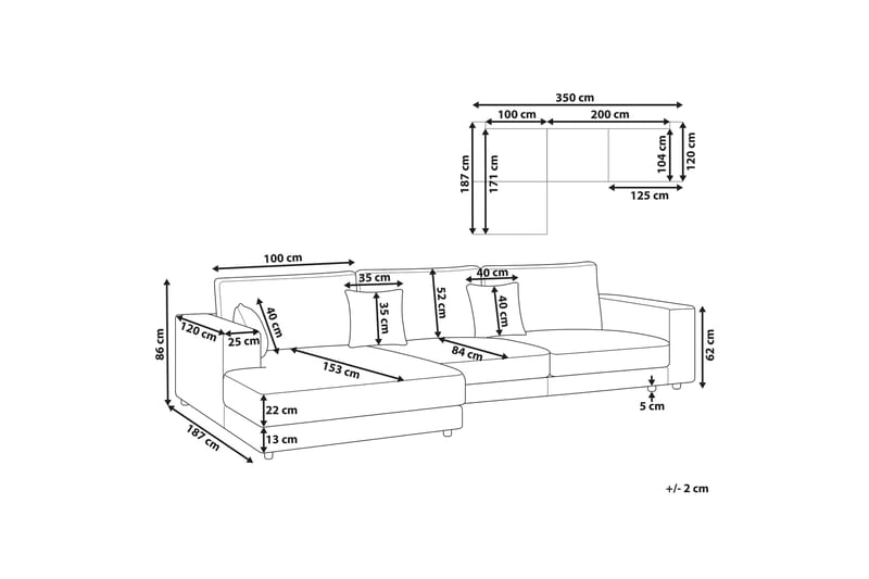 Ersi Hörnsoffa 4-sits - Vit/Svart - Möbler - Soffa - Hörnsoffa