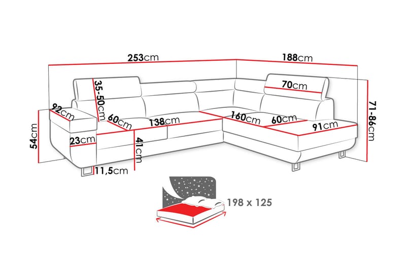 Fonti Soffa med Schäslong 3-sits - Brun - Möbler - Soffa - Divansoffor & schäslongsoffa