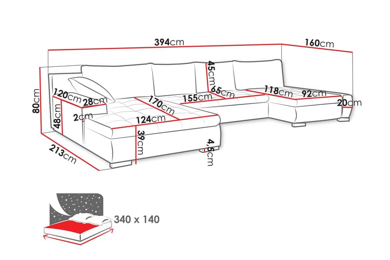 Gamal Soffa Dubbeldivan 4-sits - Svart - Möbler - Soffa - U-soffa