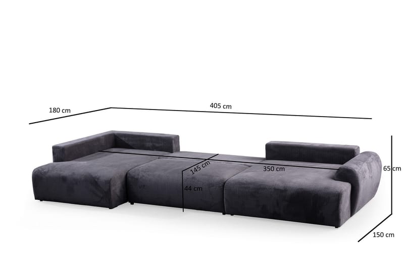 Gaudir 4-sits Soffa med Divan - Antracit - Möbler - Soffa - Divansoffor & schäslongsoffa