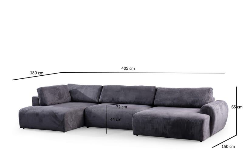 Gaudir 4-sits Soffa med Divan - Antracit - Möbler - Soffa - Divansoffor & schäslongsoffa