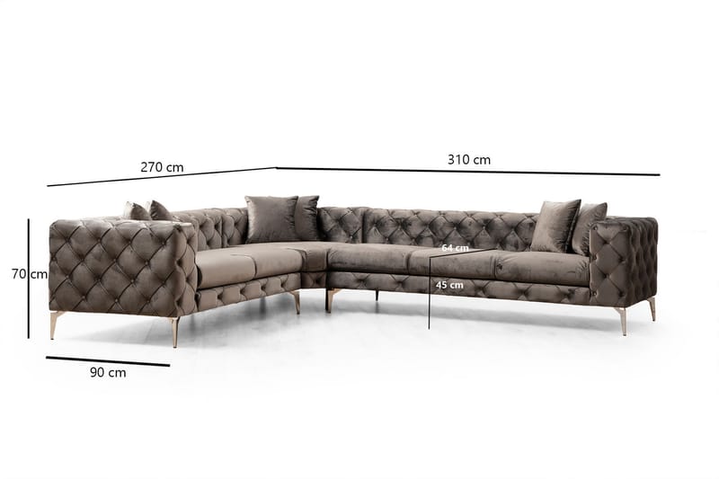 Beachport Stor 6-sits Hörnsoffa Sammet L formad - Grå / Antracit - Möbler - Soffa - Hörnsoffa