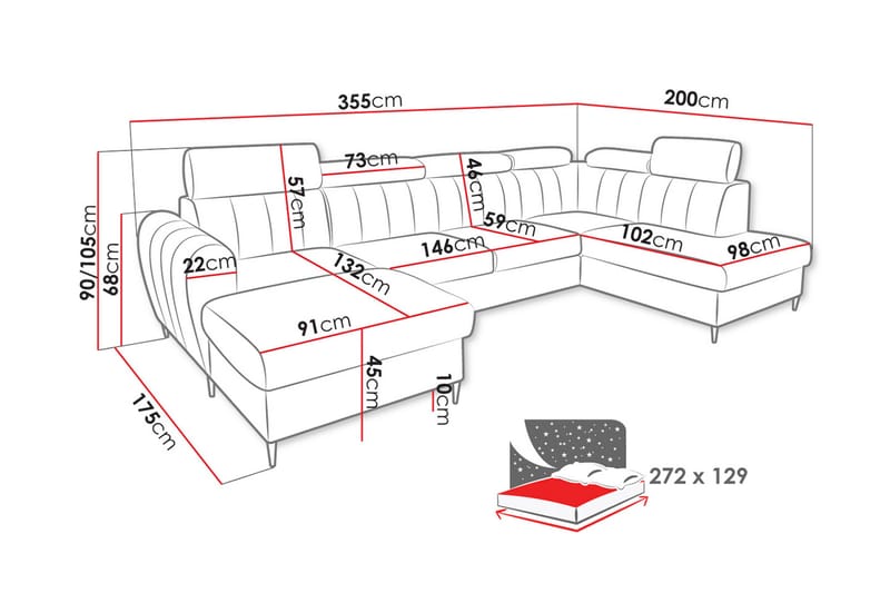 Hoffman Soffa med Divan och Schäslong 4-sits - Beige - Möbler - Soffa - U-soffa