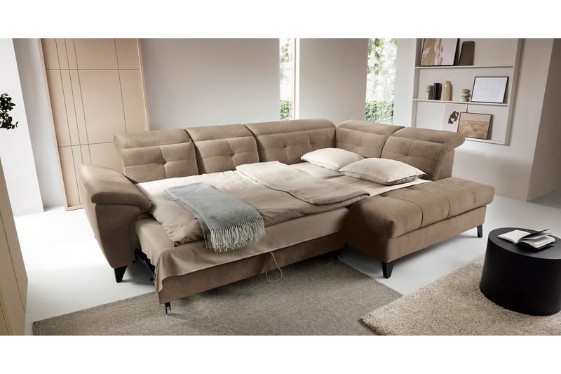 Inferne 5-sits Soffa med Schäslong - Mörkbeige - Möbler - Soffa - Divansoffor & schäslongsoffa