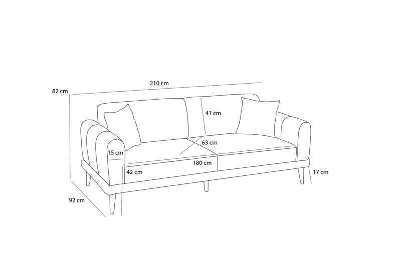 Khambalia 3-sits Soffa - Grå - Möbler - Soffa - 3 sits soffa