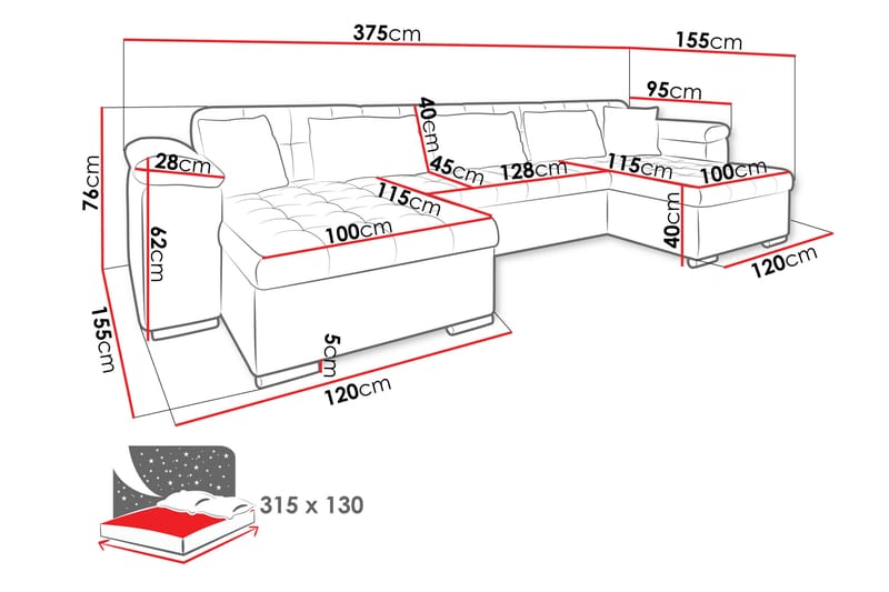 Kinzer Soffa Dubbeldivan 5-sits - Gul - Möbler - Soffa - U-soffa