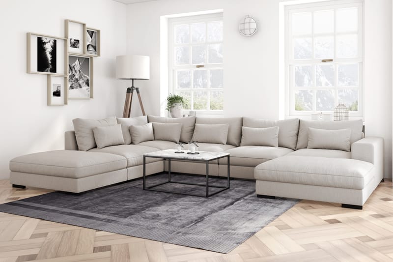 Dubai Stor U-modulsoffa med Divan Höger 432 cm - Beige - Möbler - Soffa - Modulsoffor - Komplett modulsoffa