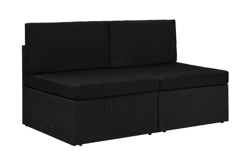 Modulsoffa 2-sits konstrotting svart - Svart - Utemöbler - Loungemöbler - Loungesoffa