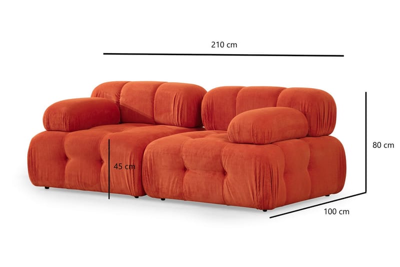 Reverto Modulsoffa 2-sits - Röd Manchester - Möbler - Soffa - Modulsoffor - Komplett modulsoffa