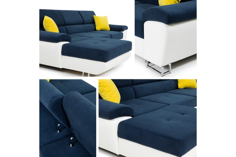 Reginia Soffa med Divan 3-sits - Gul/Vit - Möbler - Soffa - Divansoffor & schäslongsoffa