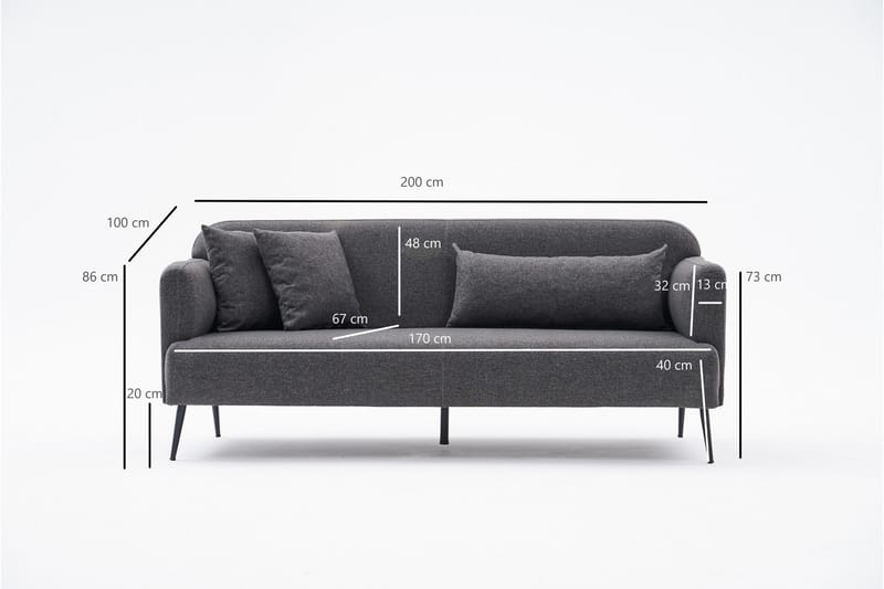 Revos 3-sits Soffa - Antracit - Möbler - Soffa - 3 sits soffa