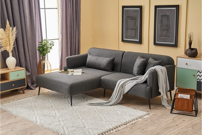 Revos 4-sits Soffa med Divan - Antracit - Möbler - Soffa - Divansoffor & schäslongsoffa