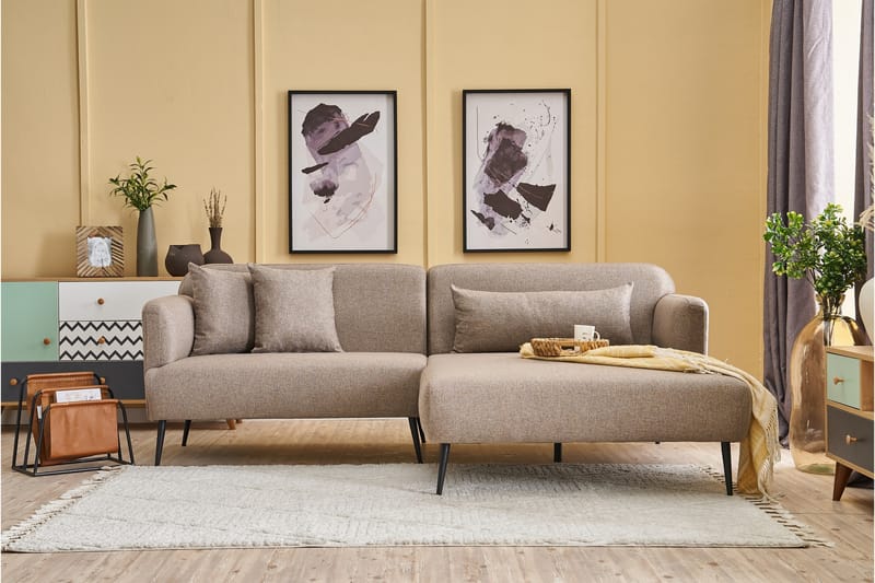 Revos 4-sits Soffa med Divan - Brun - Möbler - Soffa - Divansoffor & schäslongsoffa