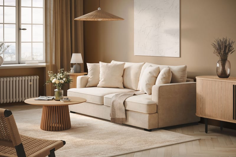 Rossi Djup 3-sits Sammetssoffa - Ljus Beige - Möbler - Soffa - 3 sits soffa