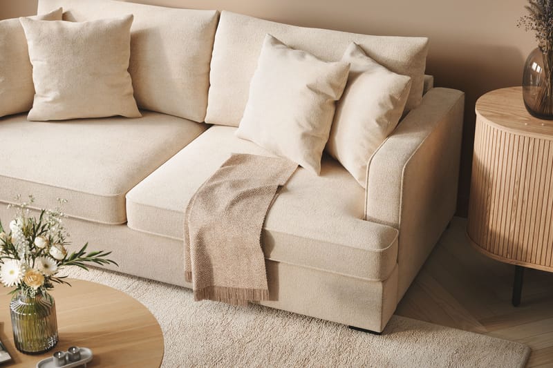 Rossi Djup 3-sits Sammetssoffa - Ljus Beige - Möbler - Soffa - 3 sits soffa