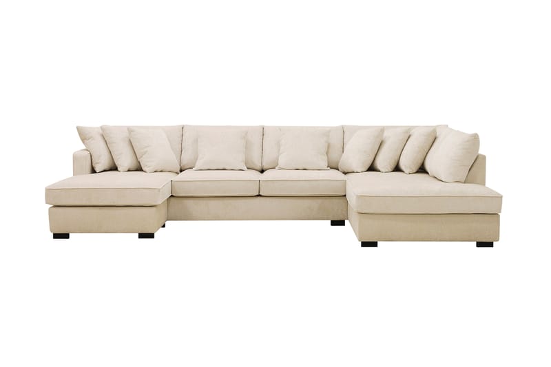 Rossita 5-sits Divansoffa med schäslong i Sammet Höger - Beige - Möbler - Soffa - U-soffa