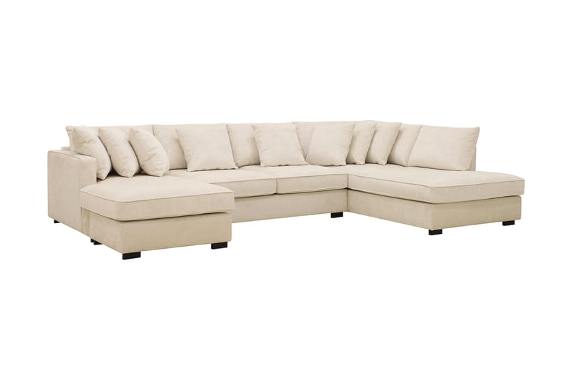 Rossita 5-sits Divansoffa med schäslong i Sammet Höger - Beige - Möbler - Soffa - U-soffa