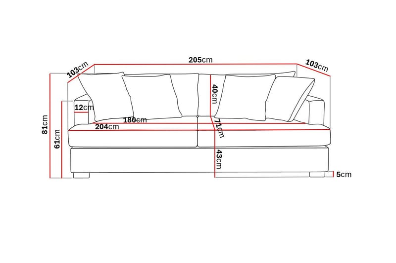 Rossita Djup 3-sits Bouclésoffa - Svart / Mörkgrå - Möbler - Soffa - 3 sits soffa