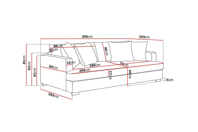 Rossita Djup 3-sits Sammetsoffa Hel dyna - Ljus Beige - Möbler - Soffa - 3 sits soffa