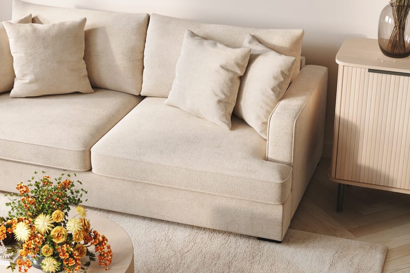 Rossita Djup 4-sits Sammetssoffa - Ljus Beige - Möbler - Soffa - 4 sits soffa