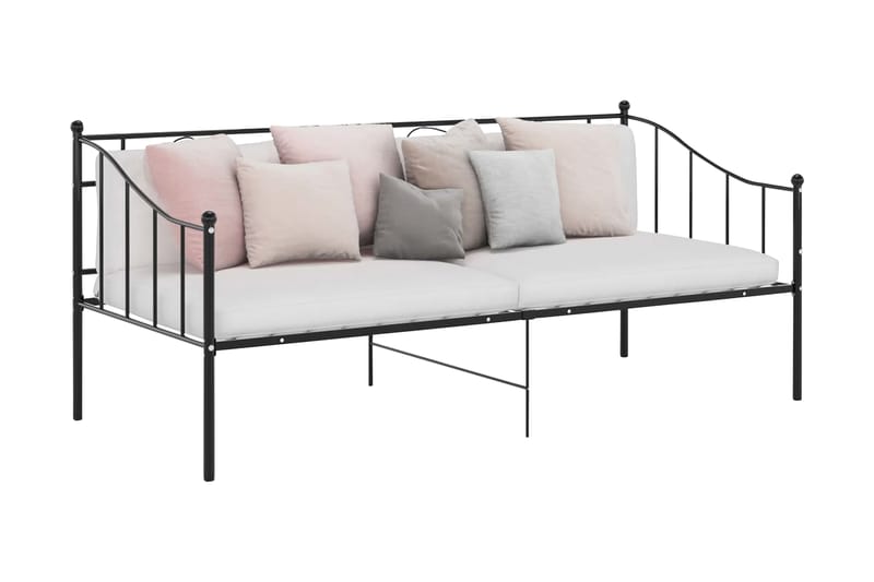 Sängram bäddsoffa svart metall 90x200 cm - Svart - Bäddsoffa