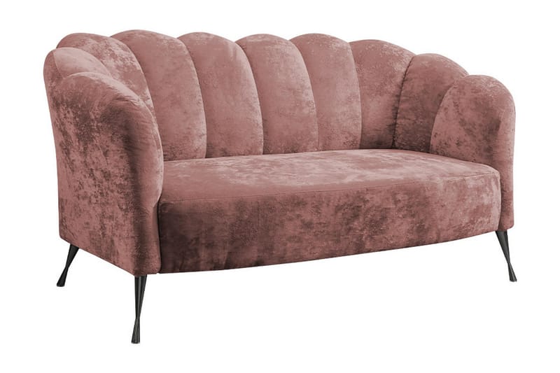 Adrial 2-sits Soffa - Sammet/Rosa/Svart Krom - Skinnsoffor - Sammetssoffa - 3 sits soffa - 4 sits soffa - Soffa - 2 sits soffa