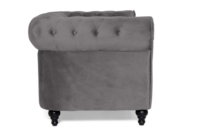 Chesterfield Lyx 2-sits Liten Sammetssoffa 160 cm bred - Mörkgrå / Grå - Möbler - Soffa - Sammetssoffa