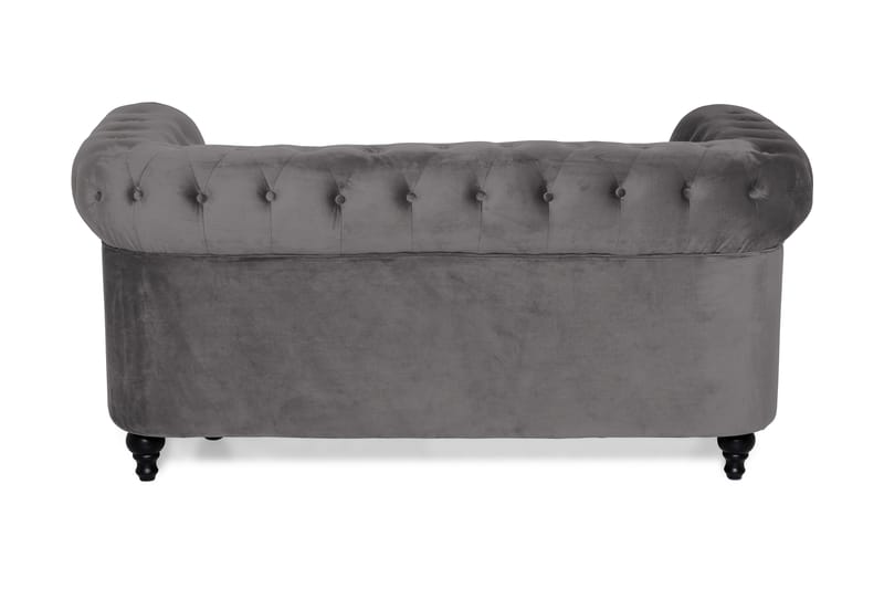 Chesterfield Lyx 2-sits Liten Sammetssoffa 160 cm bred - Mörkgrå / Grå - Möbler - Soffa - Sammetssoffa