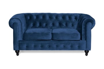 Chesterfield Lyx 2-sits Liten sammetssoffa - Djup soffa 160 cm bred