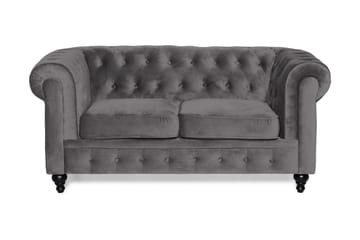 Chesterfield Lyx 2-sits Liten Sammetssoffa - Djup soffa 160 cm bred