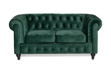 Chesterfield Lyx 2-sits Liten sammetssoffa - Djup soffa 160 cm bred