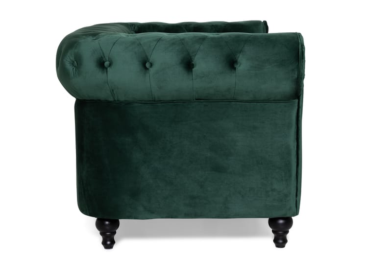 Chesterfield Lyx 2-sits Liten sammetssoffa - Djup soffa 160 cm bred - Mörkgrön - Möbler - Soffa - Sammetssoffa