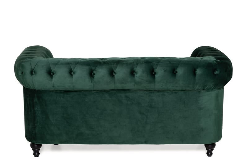 Chesterfield Lyx 2-sits Liten sammetssoffa - Djup soffa 160 cm bred - Mörkgrön - Möbler - Soffa - Sammetssoffa