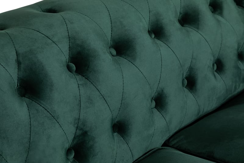 Chesterfield Lyx 2-sits Liten sammetssoffa - Djup soffa 160 cm bred - Mörkgrön - Möbler - Soffa - Sammetssoffa